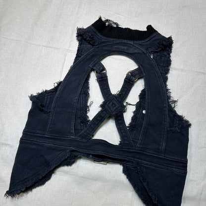 DKNY Jeans Distressed Frayed Corset