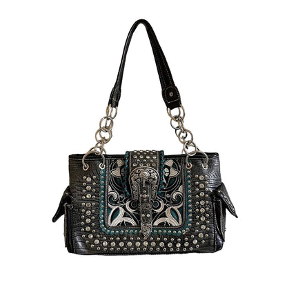 Western Style Rhinestone Leather Purse