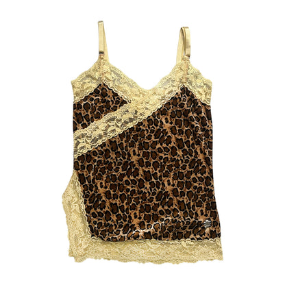 Lace Trim Leopard Velvet Camisole