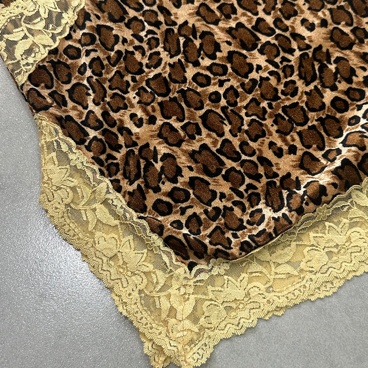 Lace Trim Leopard Velvet Camisole
