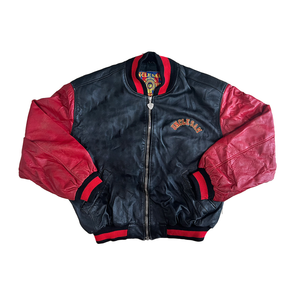 Unclesam Vintage Leather Letterman Jacket