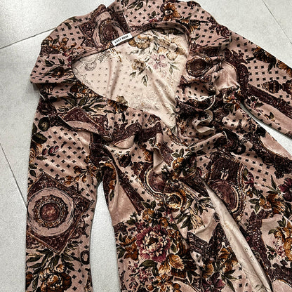 Floral Velvet Ruffle Cardigan