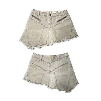 Asymmetrical Washed Denim Mini Skirt