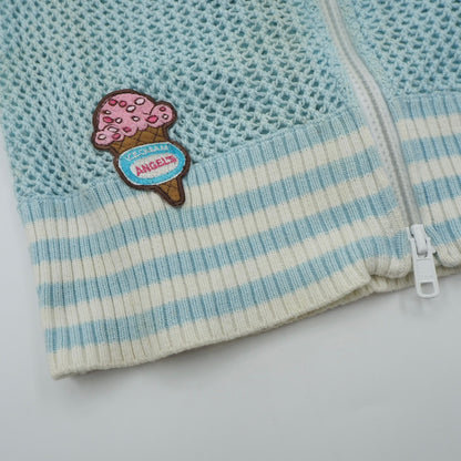 Angel Blue Zip Up Crochet Camisole