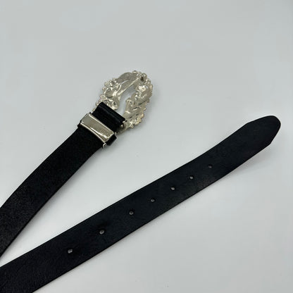 Floral Rhinestone Curved Buckle Belt