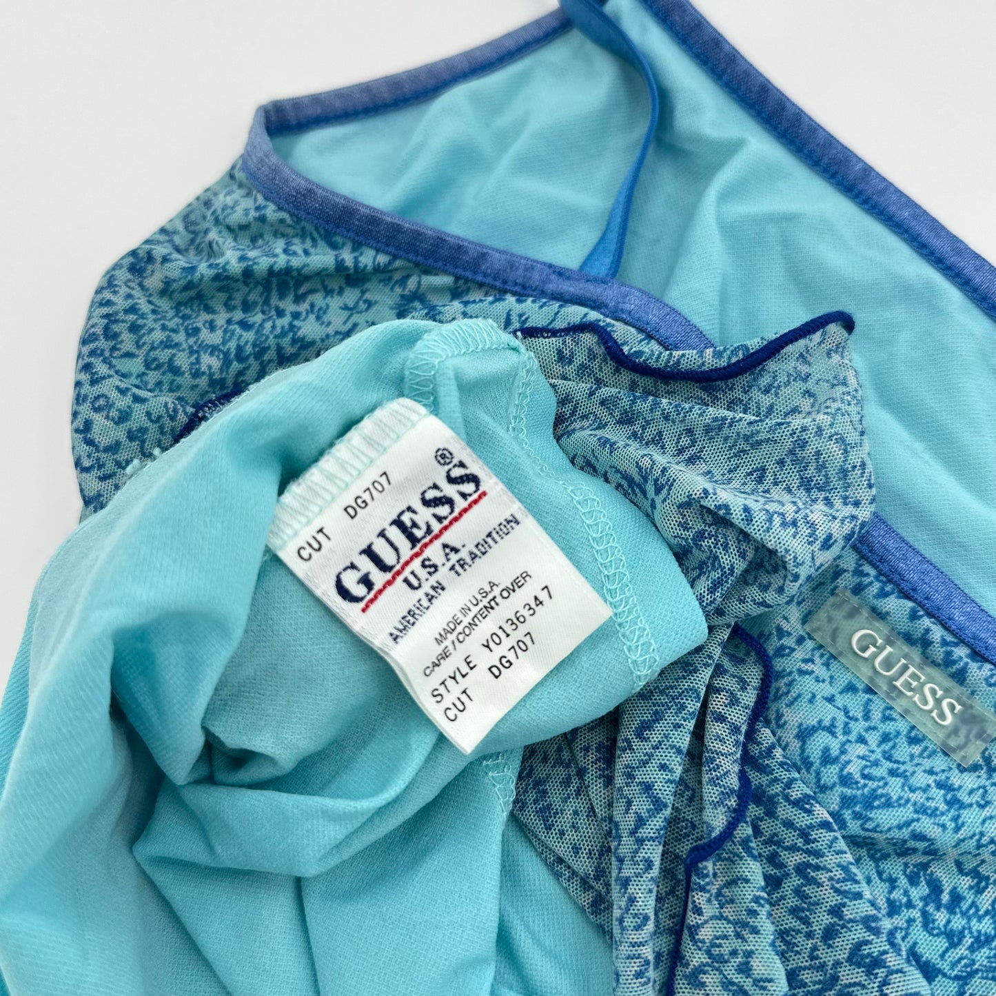Guess Teal Snake Print Mesh Cami