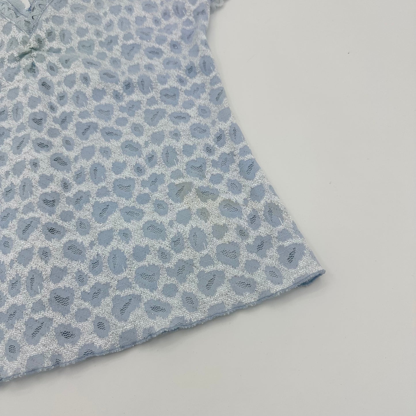 90s Leopard Lace V-neck Top
