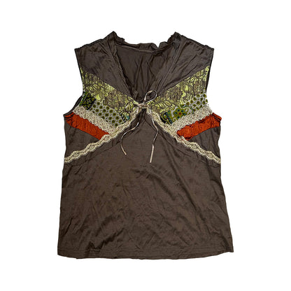 Lace Patchwork V-neck Vest