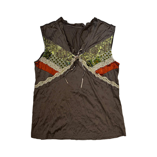 Lace Patchwork V-neck Vest