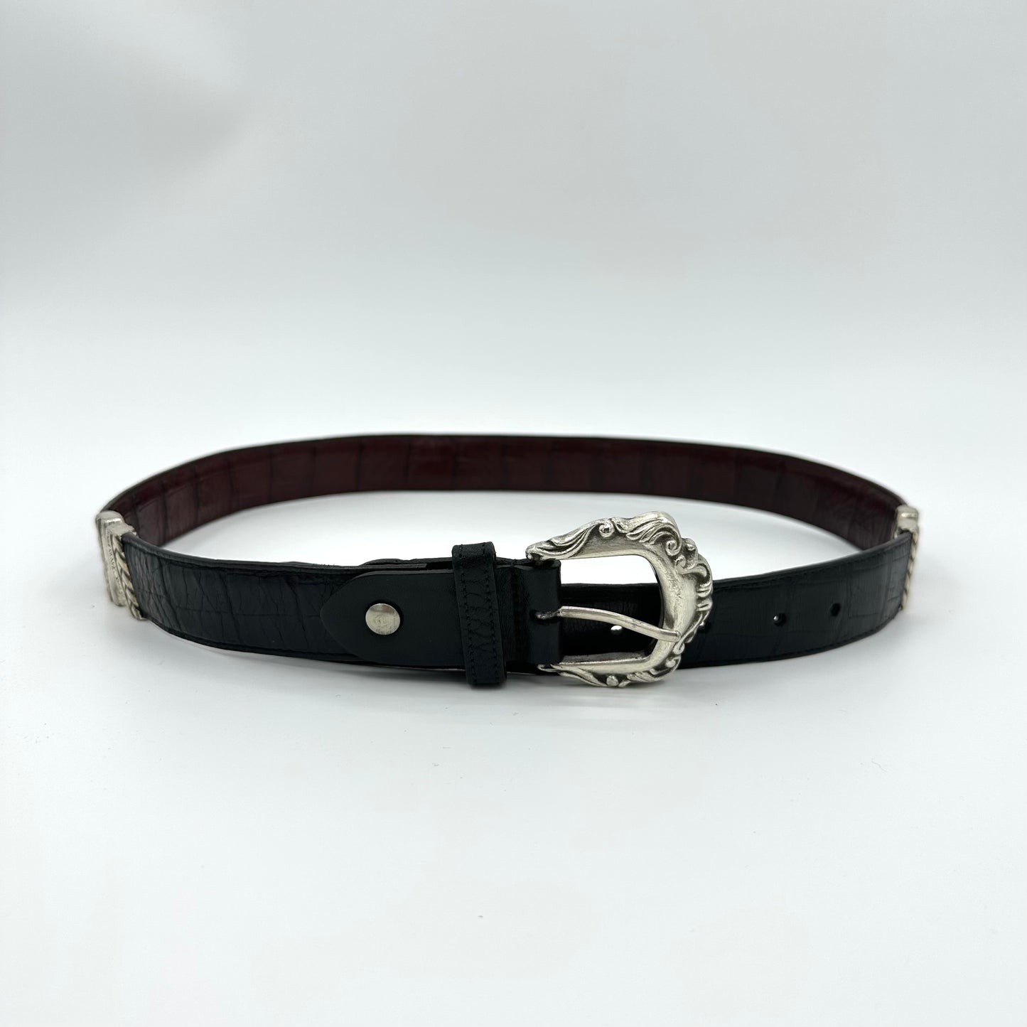 Reversible Croc Embossed Western Leather Belt