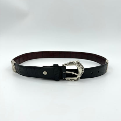 Reversible Croc Embossed Western Leather Belt