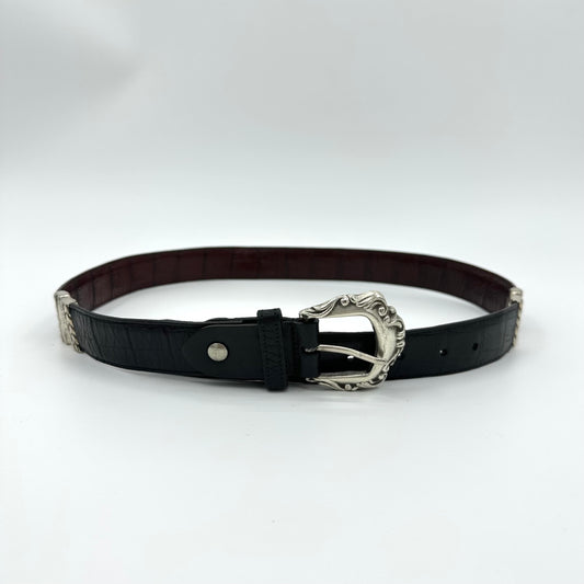 Reversible Croc Embossed Western Leather Belt