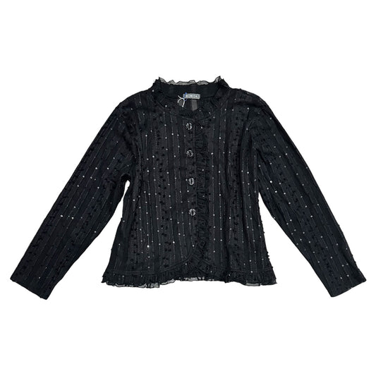 Beaded Rhinestone Long Sleeves Shirt