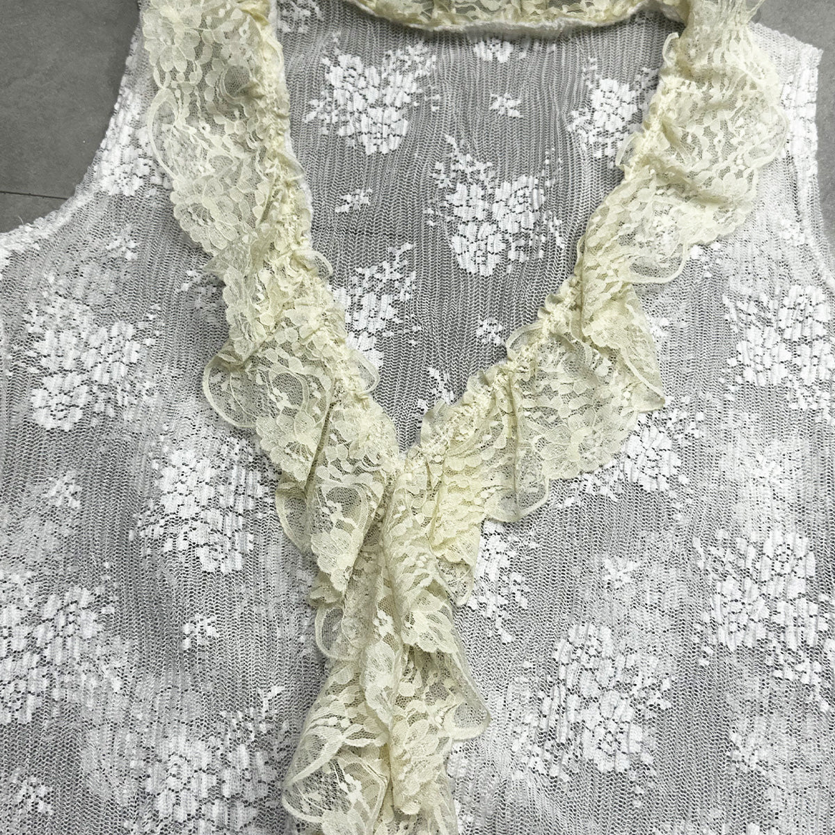 Sheer Lace Ruffle Vest