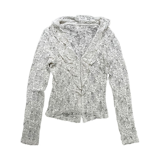 Floral Lace Sheer Ruffle Cardigan