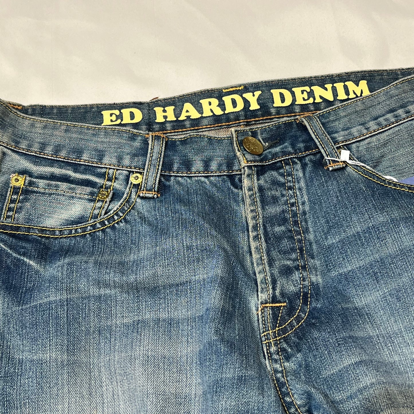 Ed Hardy 00s Native American Maiden Embroidered Straight Jeans