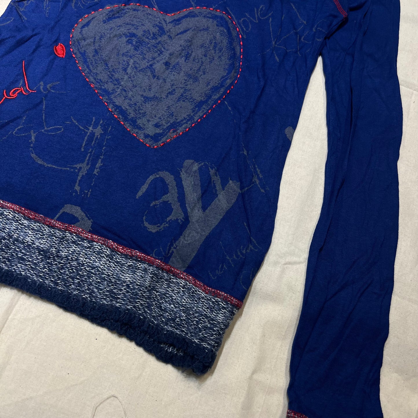 Desigual Knit Trim Graphic Long Sleeves Top