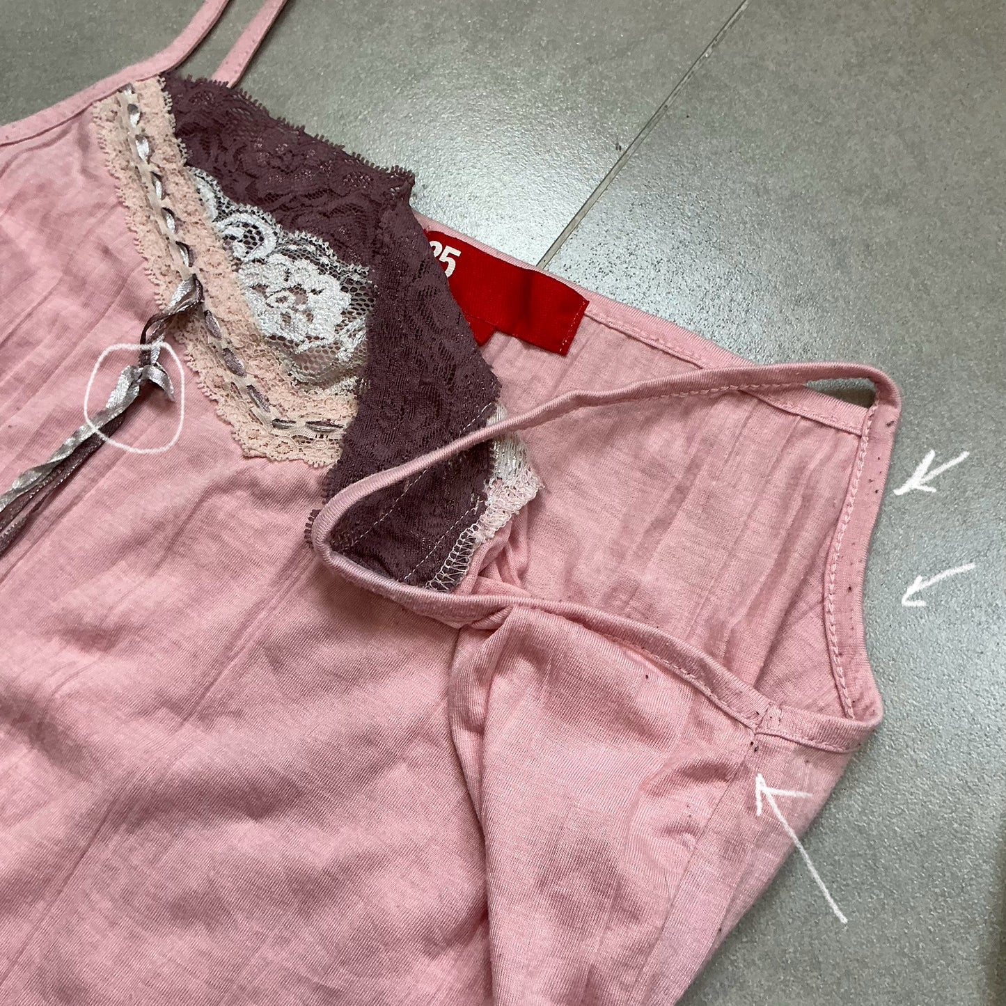 Lace Trim Ribbon Camisole