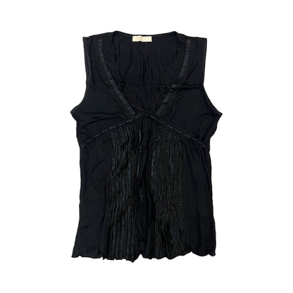 Lace Trim V-neck Splicing Vest