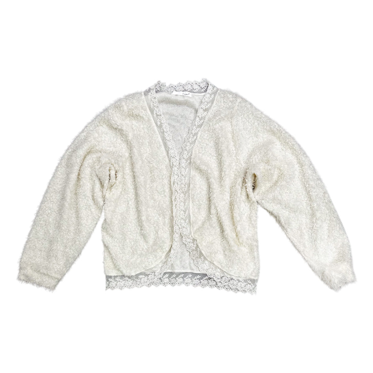 Lace Trim Fur Cardigan