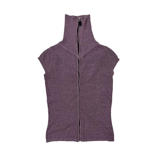 Zip Up Turtle Neck Knit Vest