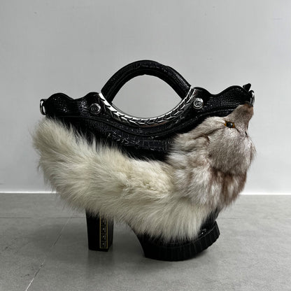 High Heel Fur Leather Hangbag