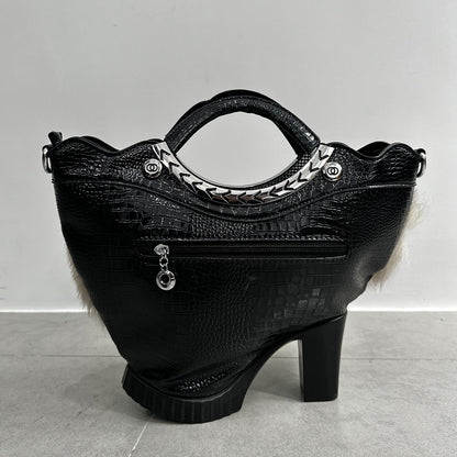 High Heel Fur Leather Hangbag