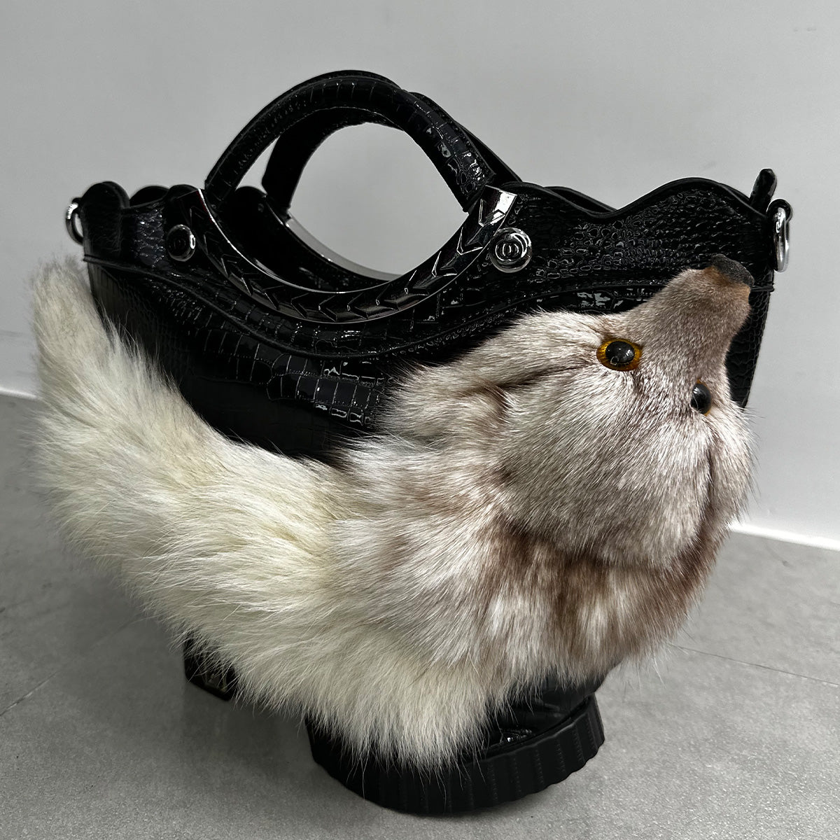 High Heel Fur Leather Hangbag