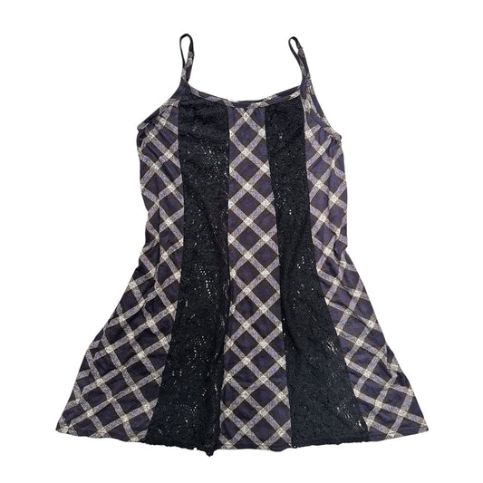 Checked Sheer Lace Cami Dress