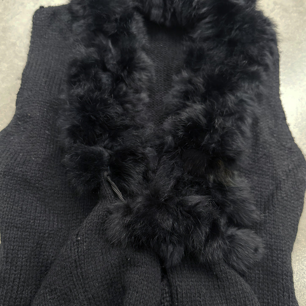 Fur Collar Knit Vest Cardigan