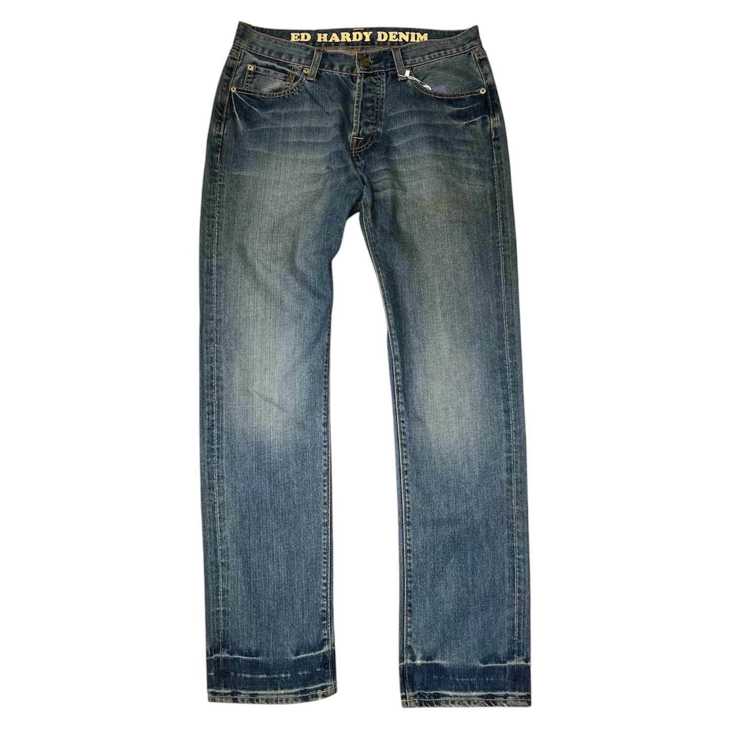 Ed Hardy 00s Native American Maiden Embroidered Straight Jeans