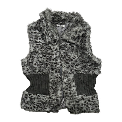 Lepoard Fur Zip Up Vest