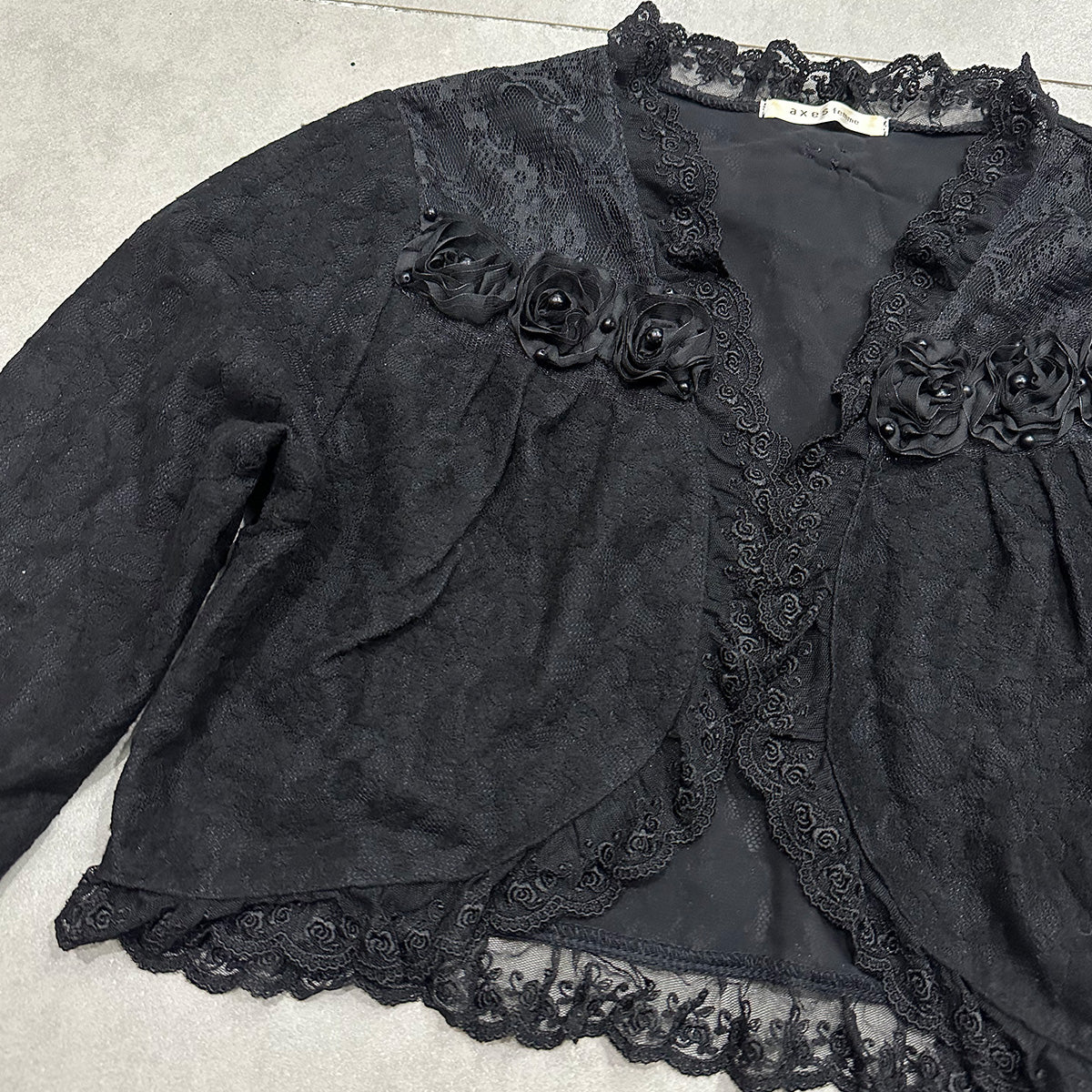 Axes Femme Lace Trim Crop Cardigan