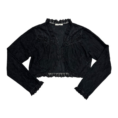 Axes Femme Lace Trim Crop Cardigan