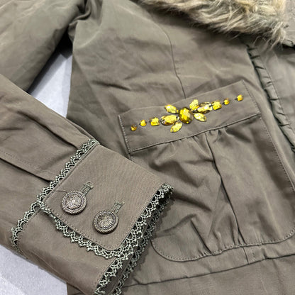 Axes Femme Removable Fur Collar Jacket