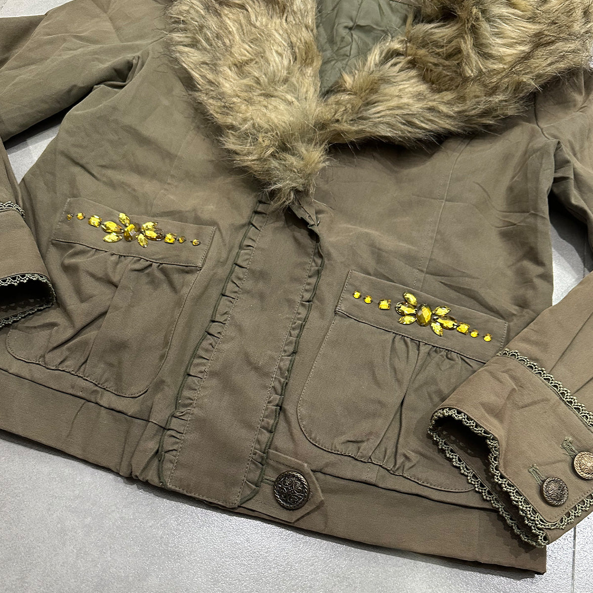 Axes Femme Removable Fur Collar Jacket