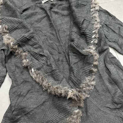 Fur Trim Knit Cardigan