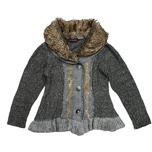 Removable Fur Collar Knit Cardigan