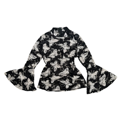 Butterfly Mesh Long Sleeves Top