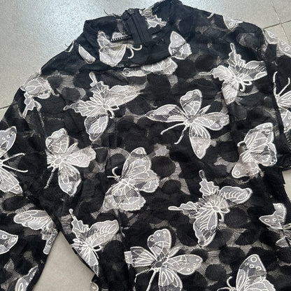 Butterfly Mesh Long Sleeves Top