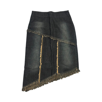 Asymmetric Denim Midi Skirt