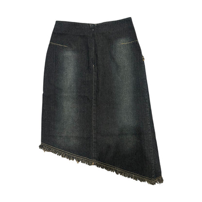 Asymmetric Denim Midi Skirt