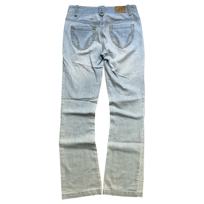 00s Armani Exchange Low Flared Light Wash Jeans Waist