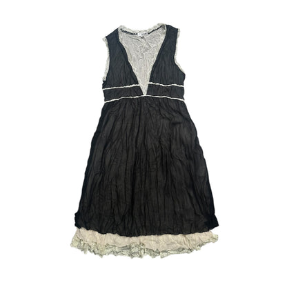 Set: Puff Sleeves Shirt + Lace Trim Vest Dress