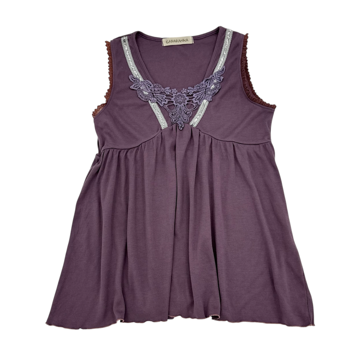 Floral Trim V-neck Tank