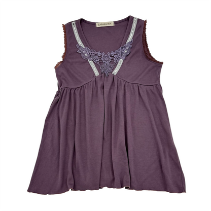 Floral Trim V-neck Tank