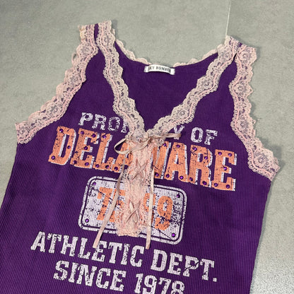 Lace Trim Graphic Tank Top