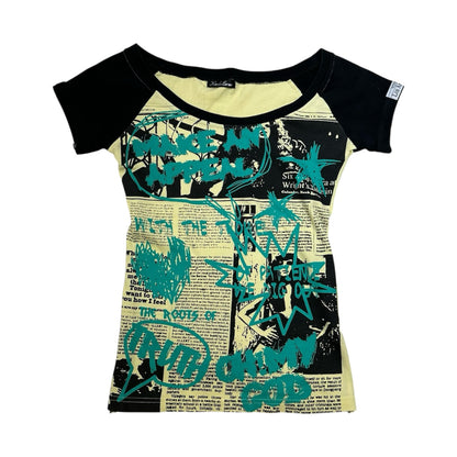 Newpaper Printed Top