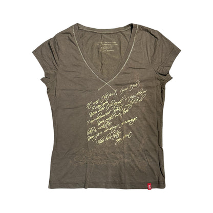 Letter Print Short Sleeves Top