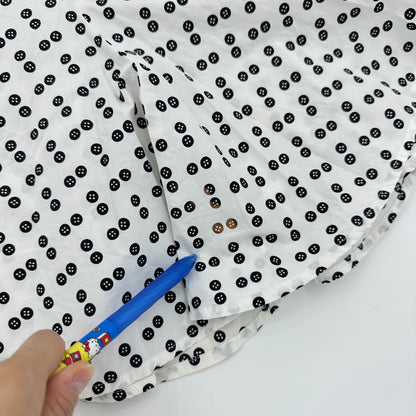 Button Graphic Polka Dot Skirt